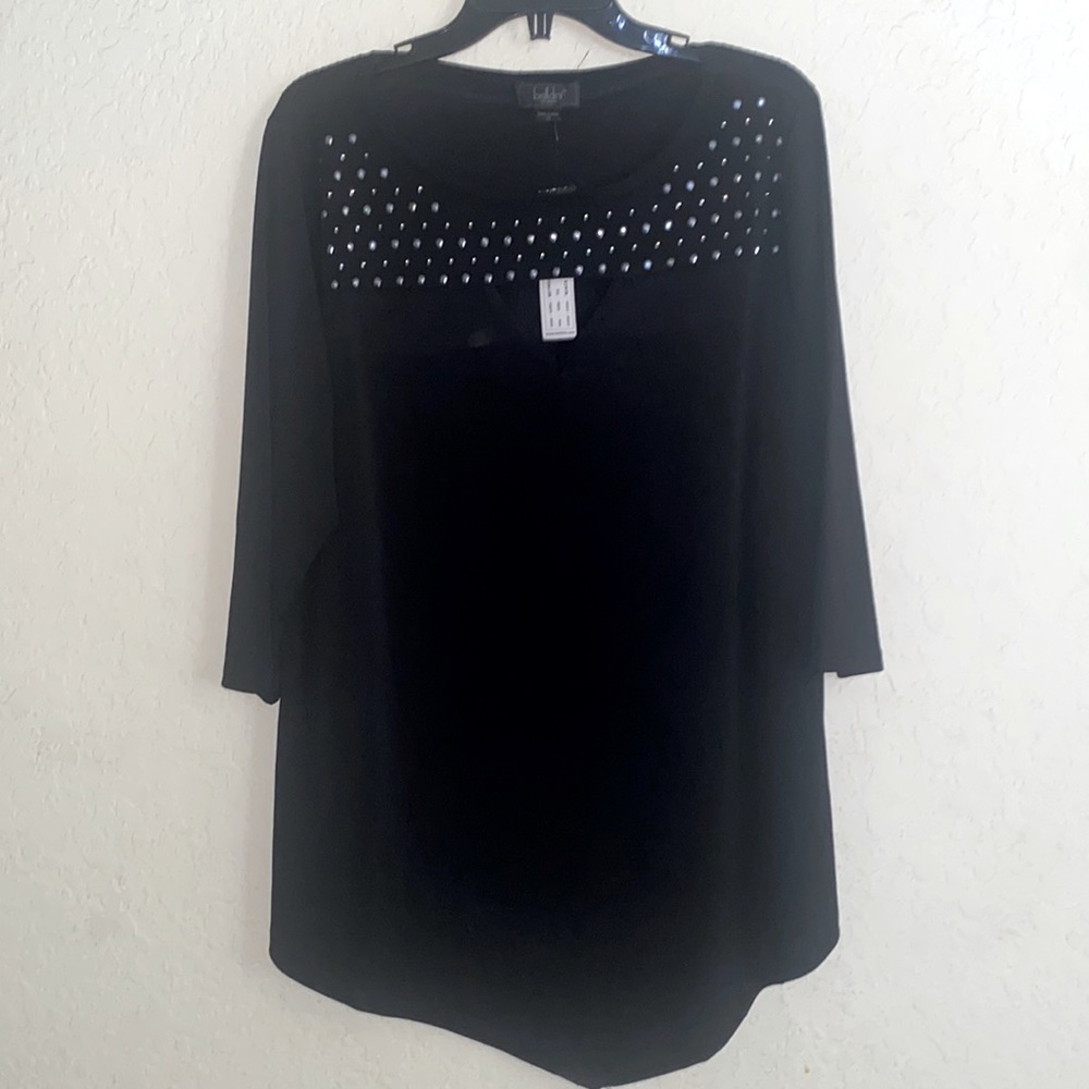 Black embellished tunic top